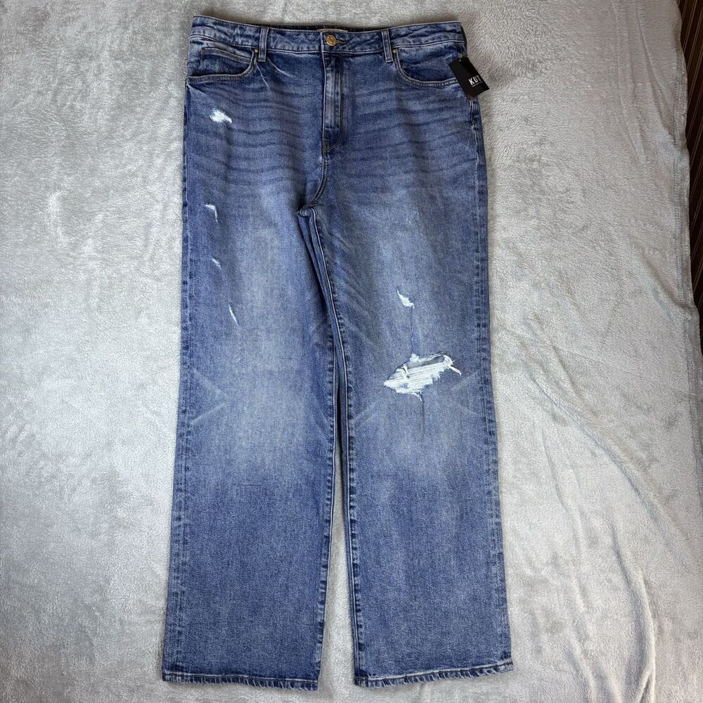 Kut From The Kloth Jeans Sienna Wide Leg High Rise Denim Pants Women's Size 16